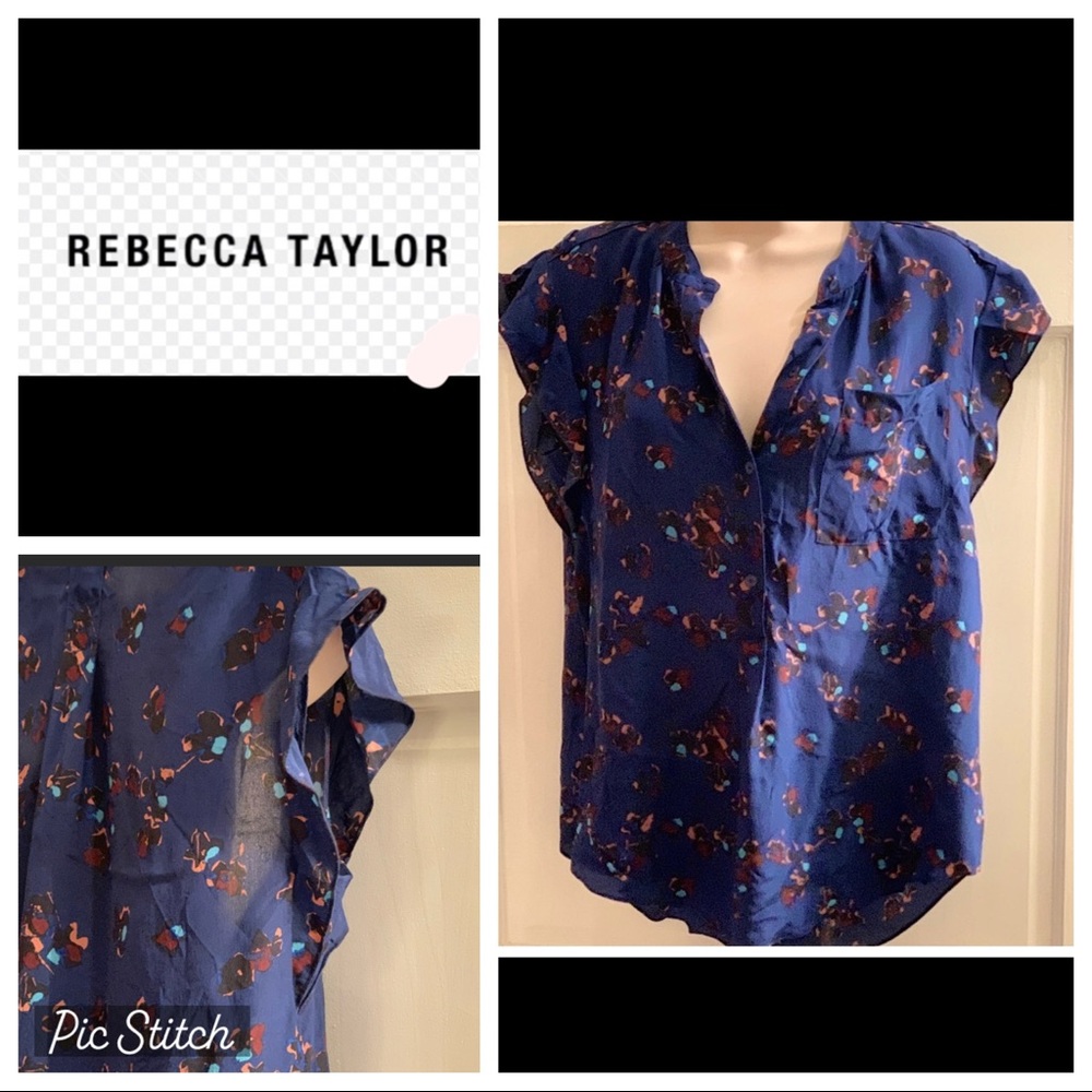 Rebecca Taylor blue floral print blouse